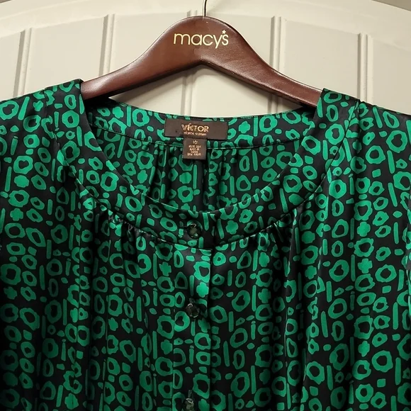Victor Alfaro Emerald green 100% silk top size 10 wizard of oz - Picture 6 of 11